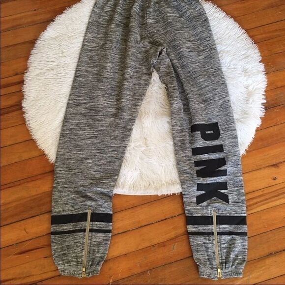 VS PINK Gold zipper bottom Joggers - Picture 1 of 5